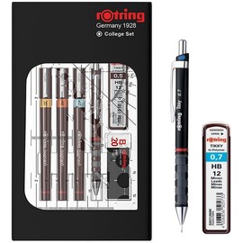 rOtring Isograph Fineliner and Pencil College Set, 3 Technical Pens (0.20mm, 0.40mm, 0.60mm) and Mechanical Pencil (0.5mm), Writing Instrument Set