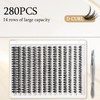 Unicru Cluster Lashes 280Pcs 40D DIY Eyelash Extension D Curl