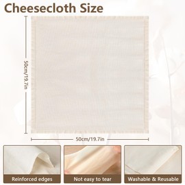 MOXYOY 2 Pcs Hemmed Cheese Cloths for Straining Reusable,50 * 50 cm Cheesecloth,Cotton Cloth Food Strainer,100% Unbleached Pure Cotton Ultra Fine Cheesecloth for Baking,Cooking,Homemade Cheese,Butter