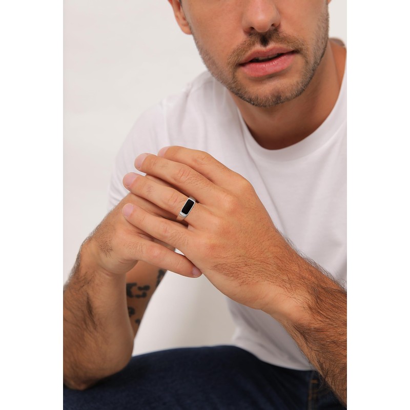 Kuzzoi Men's Silver Ring 925 Sterling Silver Classic Signet Ring