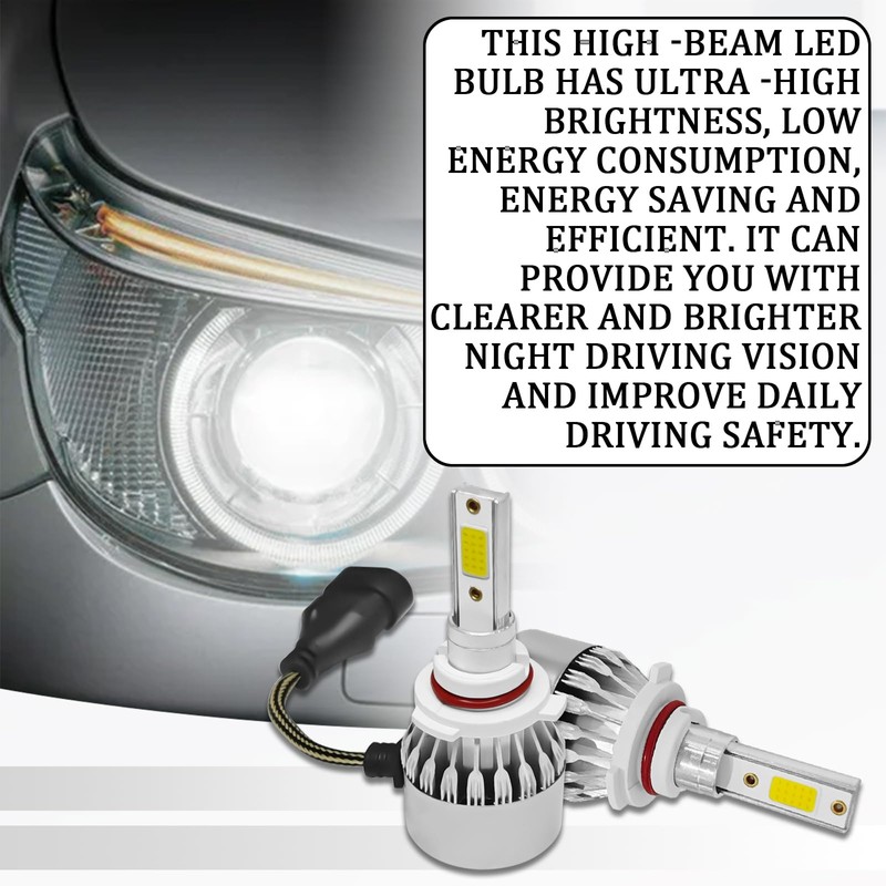 tobenbone 2 PCS 9005/HB3 Car LED Light Replacement, 3800LM 6000K