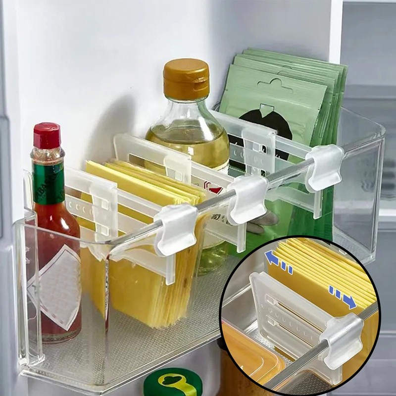 Wumuzai 8 Pack Adjustable Refrigerator Door Organizer, Snap-on Fridge Dividers
