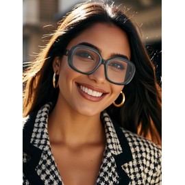 VISOONE Stylish Oversize Trendy Blue Light Blocking Glasses TR90 with Anti Computer Glare for Women Men LAVINIA