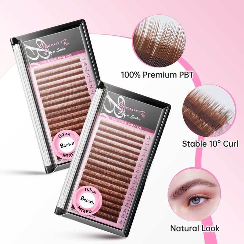 Beauty7 Brown Eyebrow Extensions Matte Individual Eyebrow False Lash Extension