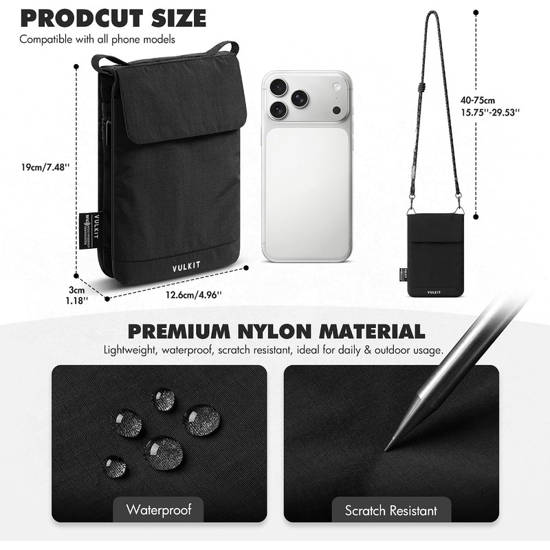 VULKIT City Pouch Bandolera de Viaje, Cartera de Viaje con