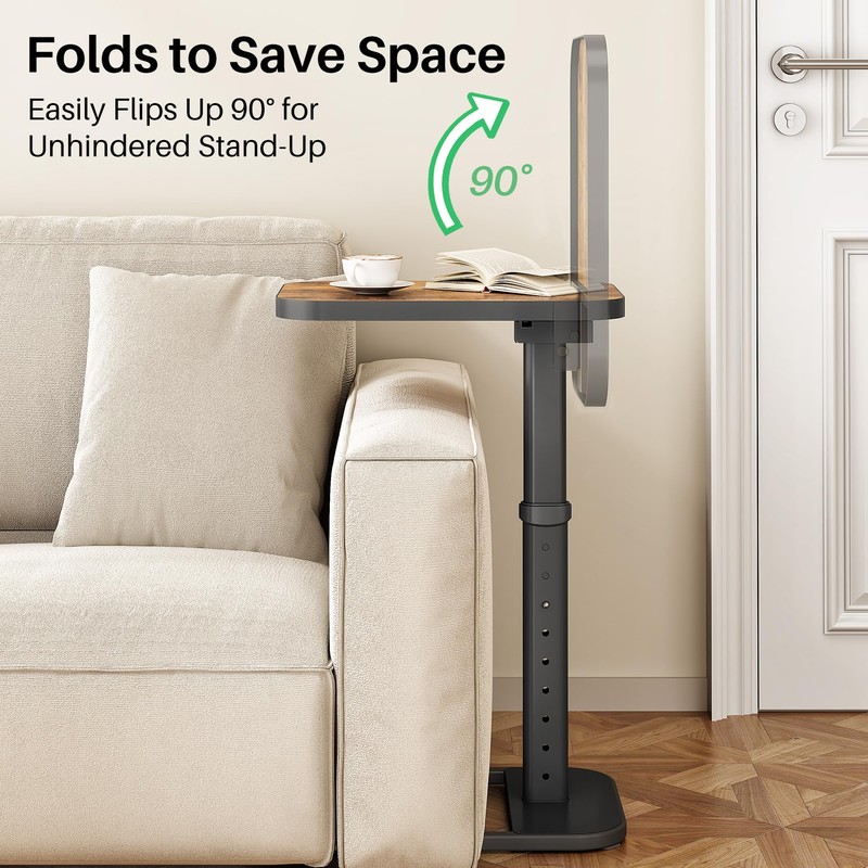 Kitstorack TV Tray Table, Adjustable Height & Flip-Top & Rounded