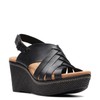 Clarks Women's Elleri Grace Wedge Sandal Black Leather 8