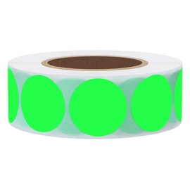 Hybsk 1 Inch Round Blank Fluorescent Green Shooting Target Pasters | Total 1,000 Per Roll (Fluorescent Green)