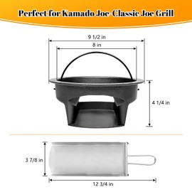 Vankey Cast Iron Ash Can with Slid Out Ash Drawer - Fit for Kamado Joe Classic Joe Charcoal Grill