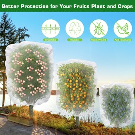 CL FUN 6 Pack 2 Size Fruit Tree Netting with Drawstring, Blueberry Bush Netting Cover Garden Netting Plant Protection Covers Bags Tree netting for Cicadas Tomato Vegetable Flower Bird Squirrels