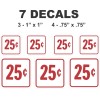 7 Square Gumball Vending Machine 25 Twenty Five Cent Vinyl Decals