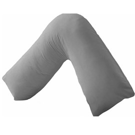 Steexu V Shaped Pillow with Cover - V Pillow For Neck And Shoulder Pain - Grey Microfiber Cover with Extra Virgin Hollow Fiber Filling - V Cushion For Pregnancy and Nursing