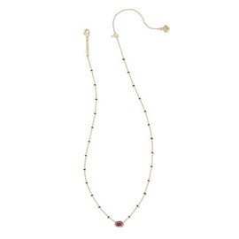 Kendra Scott Womens Mini Elisa Enamel Frame Short Pendant Necklace Gold Maroon Magnesite One Size