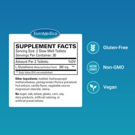 EuroMedica Clinical Glutathione - Antioxidant for High Absorption - Dietary Supplement with L-Glutathione - Vegan Supplement to Support Cell Health - 60 Slow Melt Tablets