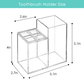 Acrylic Toothbrush Holders for Bathroom, 5 Slots Toothbrush and Toothpaste Storage Organizer Holder, Home Decor for Bathroom Accessories Organizer - Clear