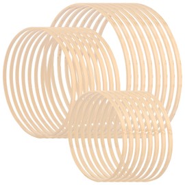 CYEER Pack of 24 Wooden Rings for Crafts 30/25/20 cm, Wooden Rings Macrame, Wooden Hoop for Crafts, Wooden Ring Bamboo Flower Wreath Decoration for Wedding Wreath Decor and DIY Crafts