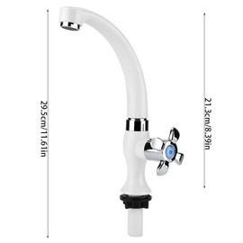 Tyenaza Faucet ABS Plastic Single Cold Water Tap Kitchen Sink Bathroom Sink Accessories G1/2 (Plum Blossom Hand Wheel)