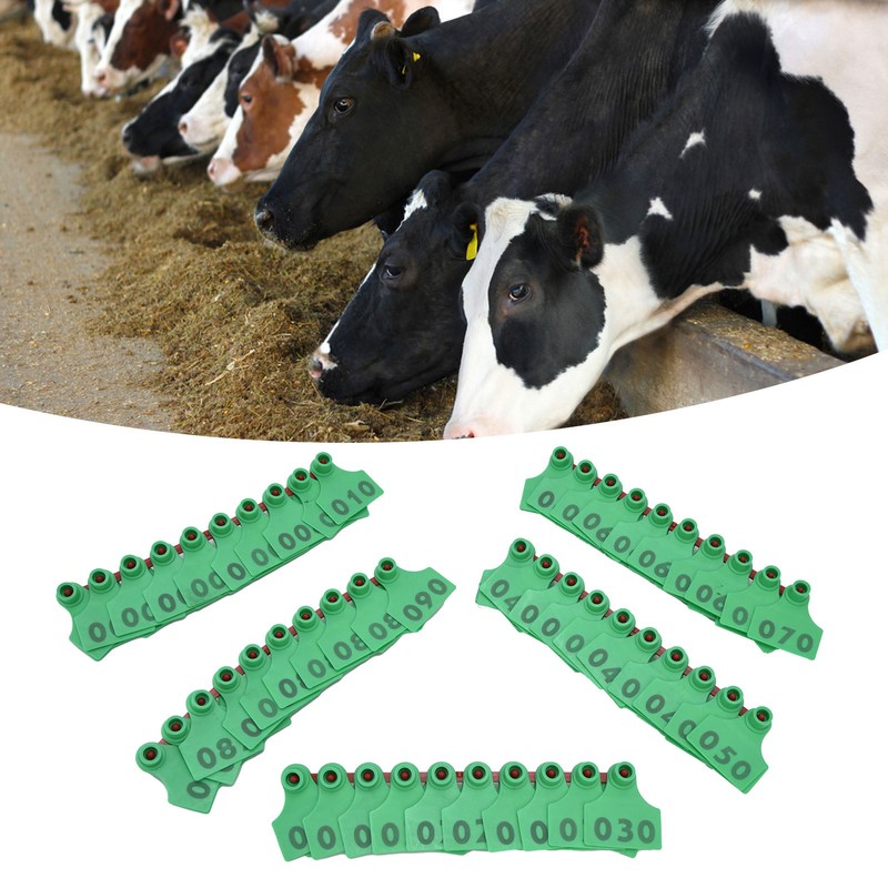 100Pcs TPU Pig Cow Ear Tag with Number 001‑100 Ear