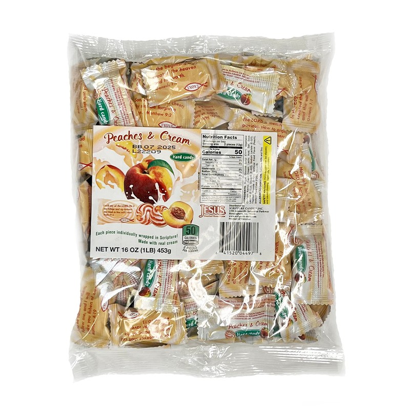 Scripture Candy, Peaches & Cream 1 Pound Bag, 75 Pieces