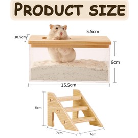 1 Pcs Hamster Sand Bath 1 Pcs Hamster Ladder, Gerbil Sand Hamster Bath Container With Ladder Gerbil Sand Bath, Hamster Sand For Small Animal Toilet Bathtub Hamster Dig Box Shower And Digging Room Litt