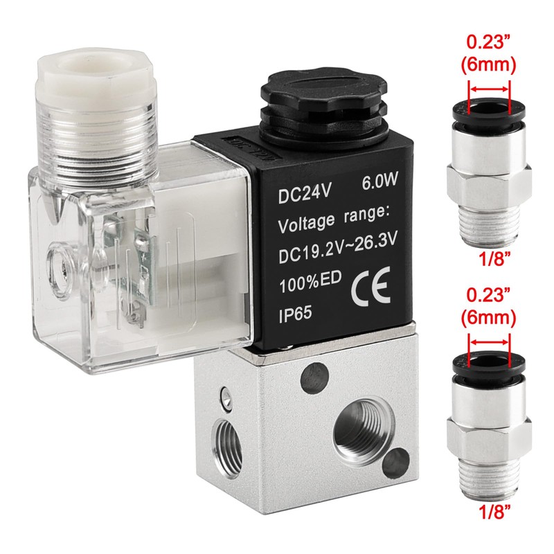 Heschen Electrical Pneumatic Solenoid Valve, 3V1-06, 24VDC Coil, PT1/8'' Port,