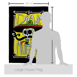 Angeleno Heritage Dia de Muertos Skull House Flag 2 pcs Pack Fall Day of Dead Los Fiesta Mexican Party Autumntime Decoration Banner Small Garden Yard Gift Double-Sided, Thick Fabric, Made in USA