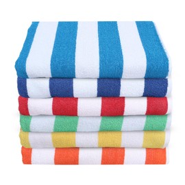 Ashley Mills Cabana Stripe Beach Towels, Pack of 6, Quick Dry, Pool Towels, Lightweight Beach Towel, Sand Proof Soft Beach Accessories, 30 x 60, Assorted Stripes for Men & Women