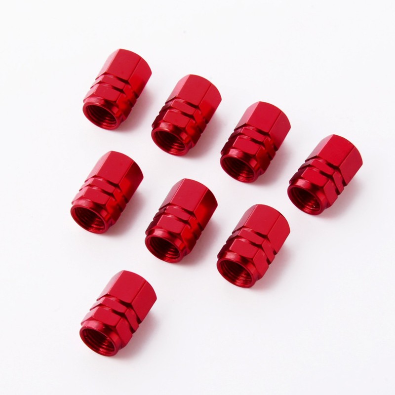 EBOOT 8 Pcs Red Tire Stem Valve Caps Wheel Valve