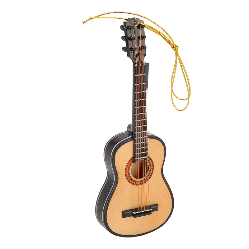Guitar Model Lifelike Decorative Wooden Miniature Guitar Ornament for Christmas