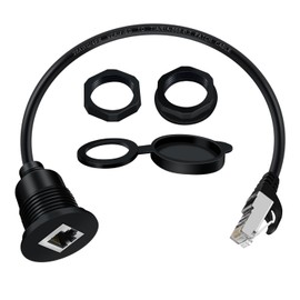 HuaLiSiJi CAT6 RJ45 Flush Mount Male to Female LAN Ethernet Extension Cable 1000Mbps Gigabit with Threaded Fixing and Dust Cover for Car Dashboard and Conference Table (0.5 m/1.6 ft)