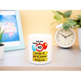 Ich bin nicht 40 bin 18 mit 22 Jahren Erfahrung Geldgeschenk lustig Spardose Sparschwein Sparbüchse Sparkasse Spaß Geld Geschenk Verpackung zum Geburtstag Geburtstagsgeschenk für Mann Frau Geschenkbox