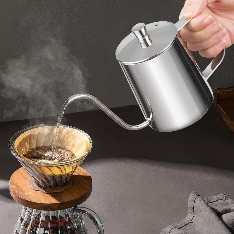 CHFNJJ Stainless Steel Coffee Pot, Gooseneck, Narrow Mouth Drip Kettle,