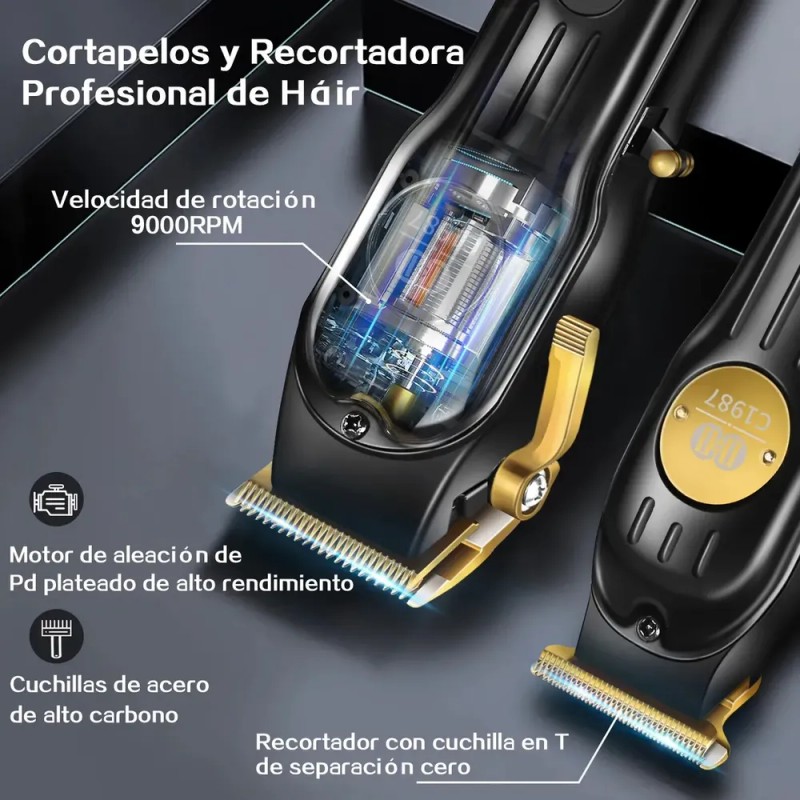 Máquina para Cortar Cabello CIICII Profesional, Set de Cortapelos y