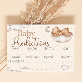 Prediction Cards - Teddy Bear Baby Shower Keepsake Game - 20 Players