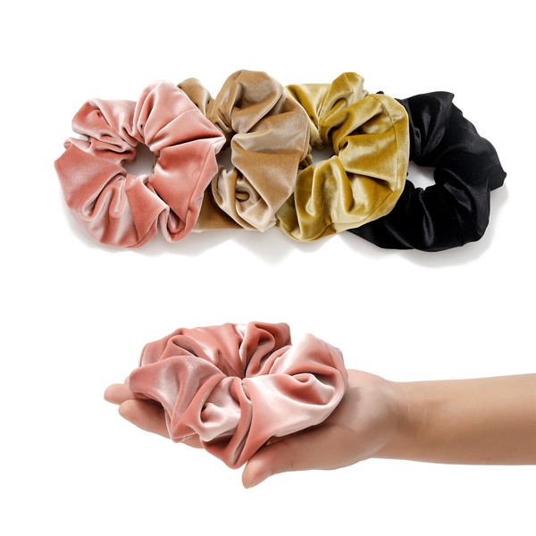 Helamvly Large Premium Velvet Scrunchie for Women Silky Fabric Hair