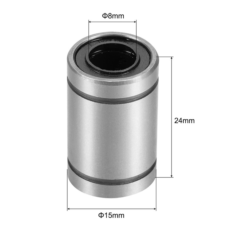 sourcing map 8pcs LM8UU Linear Ball Bearings, 8mm Bore 15mm