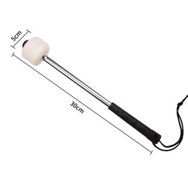 MFUOE Stainless Steel Drum Hammer Instrument Accessories Drum Stick Stainless Steel Hammer for Bass Drum Drum Stick with Wool
