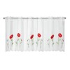 Sehlbach Bistro Curtain, Voile Embroidery, Poppy, White, 155 x 45