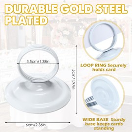 MotiMind 24 Pcs Table Number Holders Metal Place Card Holders Table Number Stands Tabletop Menu Sign Stands for Wedding Restaurant Recipe Banquet Birthday(White)