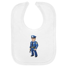 Azeeda 'Pixel Art Police Officer' Soft Cotton Baby Bib (BI00055499)