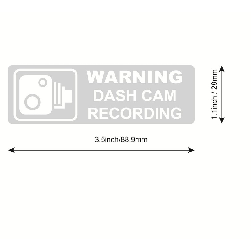 3.5x1.1 inch 5pcs Clear White Warning Dash cam Recording Sticker