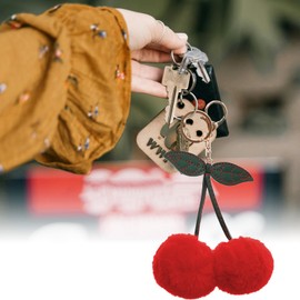 Aswewamt 2Pcs Cute Cherry Keyring, Cute Keychain Cherry Keyring Key Charm for Birthday Friend Teacher Girlfriend, Red
