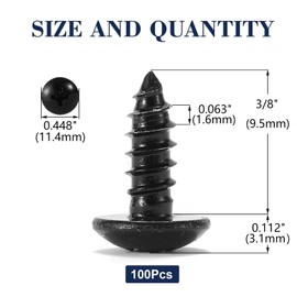 #10 x 3/8" Wood Screw 100Pcs Truss Head Phillips 18-8 (304) Stainless Steel Fast Self Tapping Screws Black Oxide by SG TZH