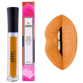 Aromi Matte Liquid Lipstick | Golden Apricot Lip Color, Long-lasting, Smear + Smudge Proof, Waterproof, Paraben, Phthalate, + Gluten Free (Honey Mustard)
