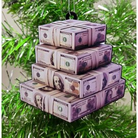 Cash Money - Stacks on Stacks - Bejamin Pile Christmas Ornament