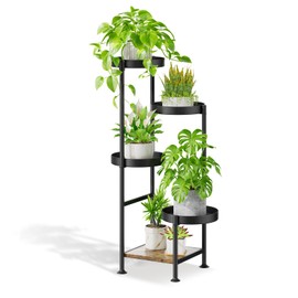 Oppro 5 Tier Metal Plant Stand Indoor Outdoor, Tierd Corner Plant Stands Holder for Multiple Plants, Flower Shelf Display Rack for Living Room Balcony Garden Patio, Black (5 tier-Solid Black)