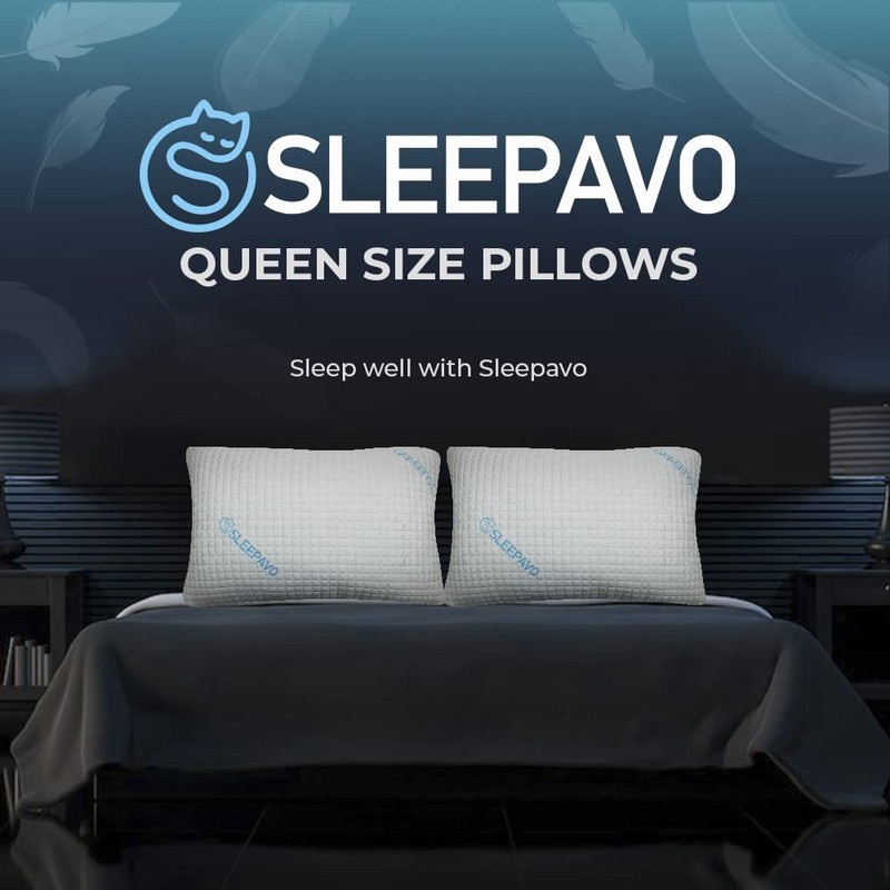 Sleepavo Shredded Memory Foam Pillows - Gel Cooling Queen Size