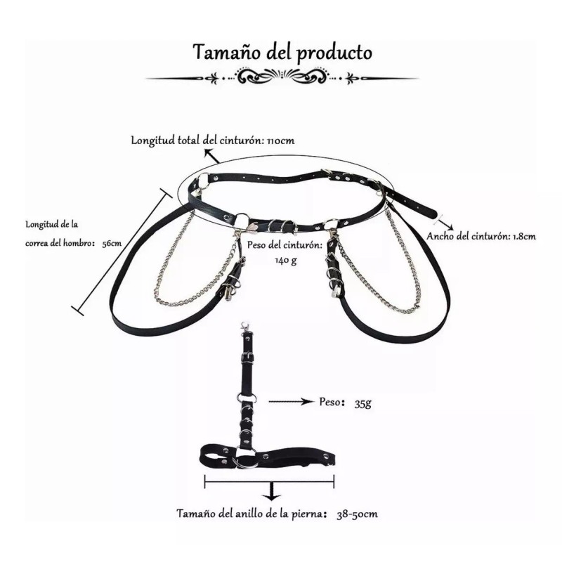 JuanShop Arnes Liguero Con Cadenas Punk Cinturón Tirantes Gothic