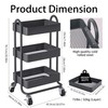 3-Tier Rolling Metal Storage Organizer,Mobile Utility Cart,Kitchen Storage Carts with