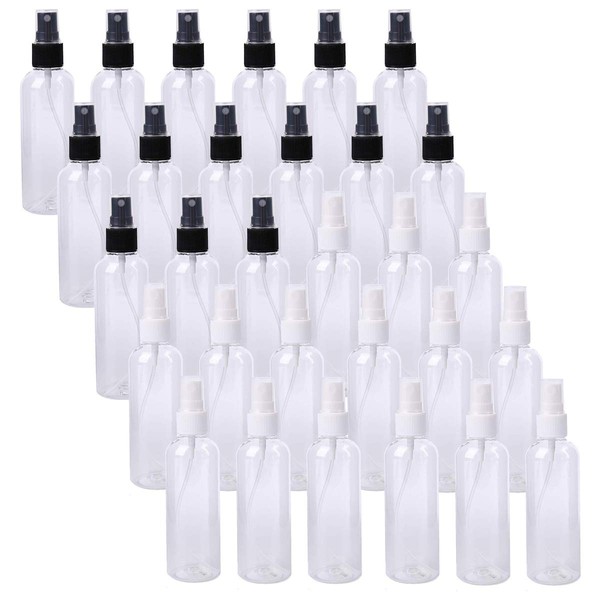 Bekith 30 Pack 3.3oz/100ml Spray Bottles with Fine Mist Sprayer & Pump Spray Cap, Refillable & Reusable Clear Empty Plastic Bottles for Essential Oils, Travel, Perfumes